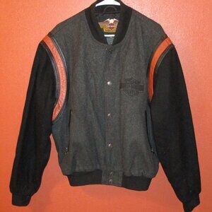 Harley Davidson Jacket Men Large Black Gray Orange Full Zip Pockets Ride Jacket